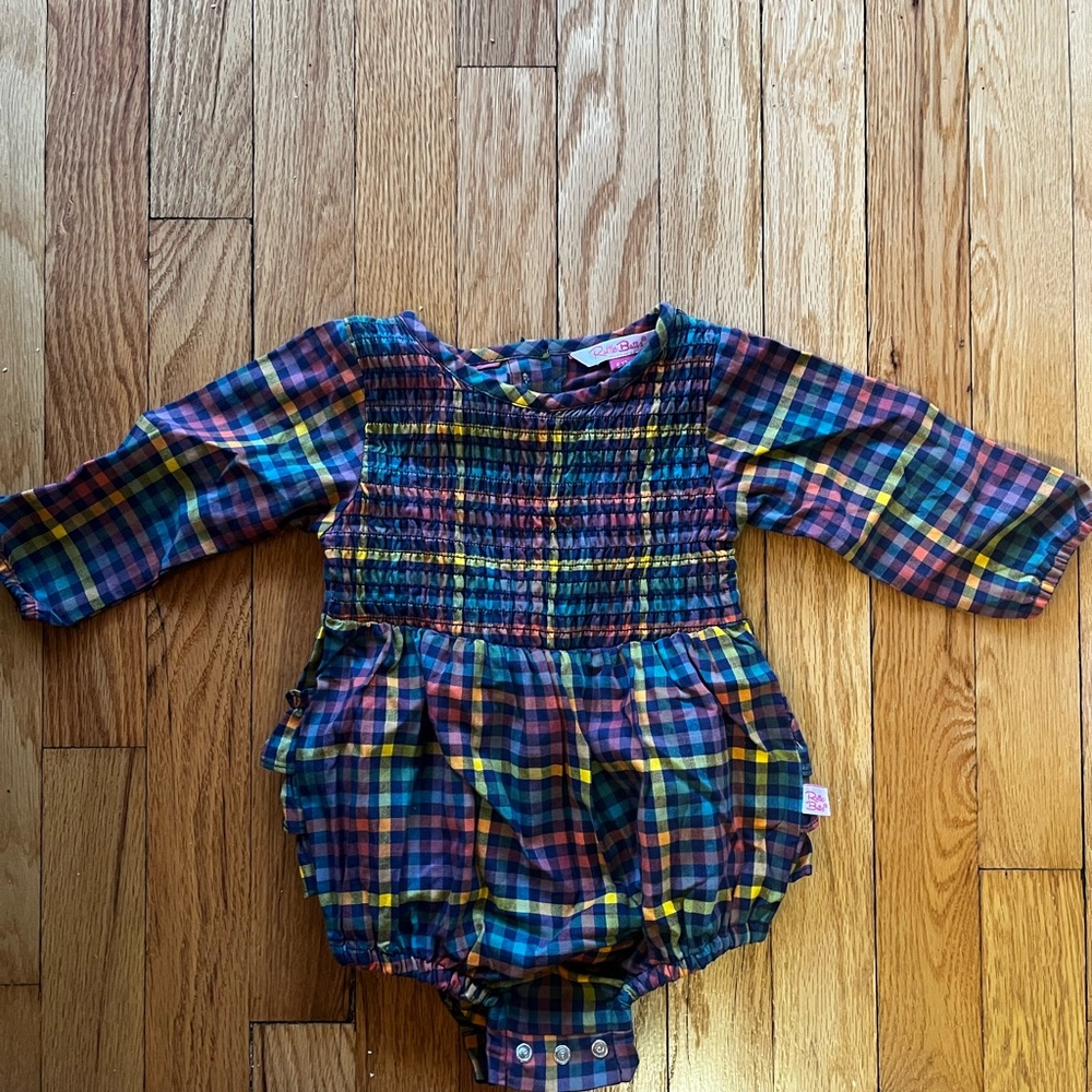 Ruffle Butts Multicolor Plaid Baby Romper